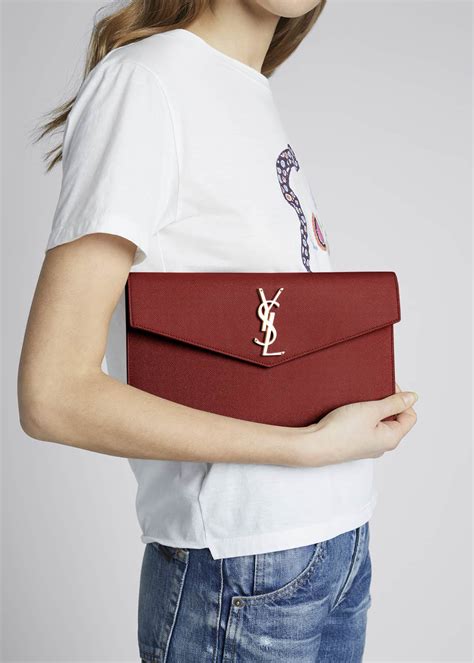 busta monogram ysl|UPTOWN pouch in grain de poudre leather .